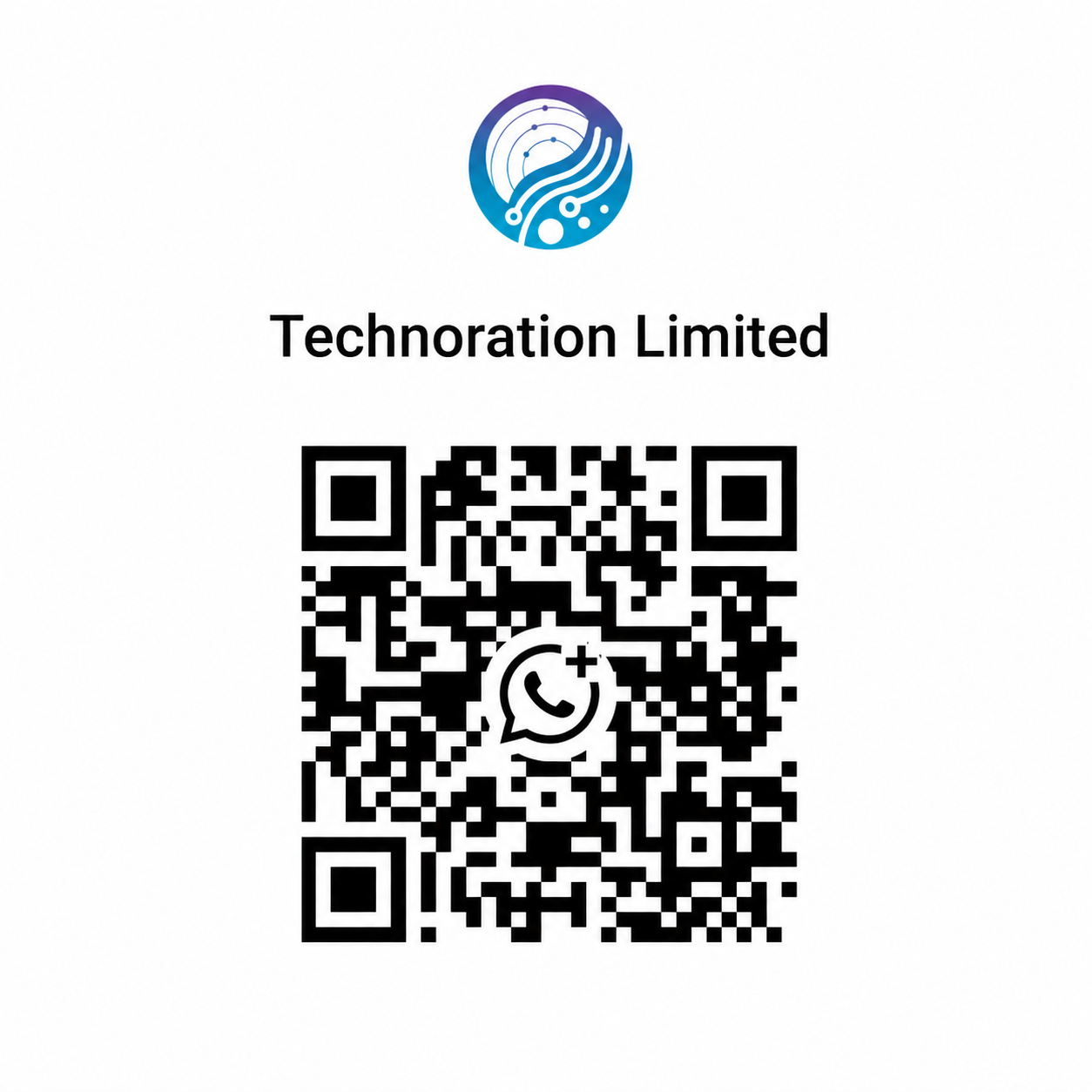 Scan this QR code to start a WhatsApp chat with Technoration Limited